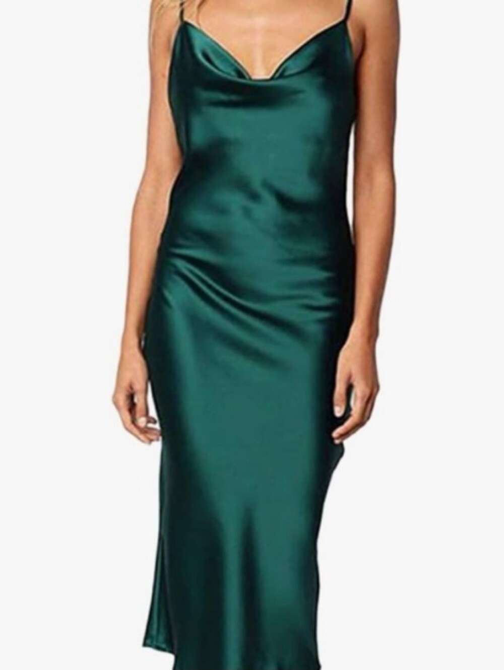 Emerald Satin Slip Dress
